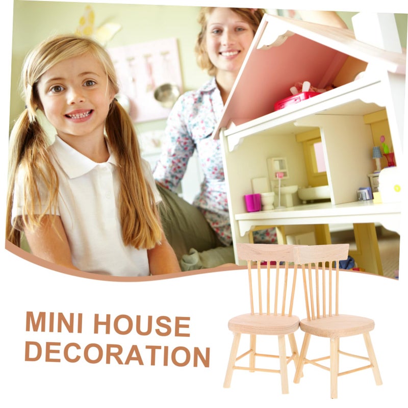 Miniature Chair Props For Dollhouse Decor Smooth Finish Tiny House Supplies 2Pcs - Image 4