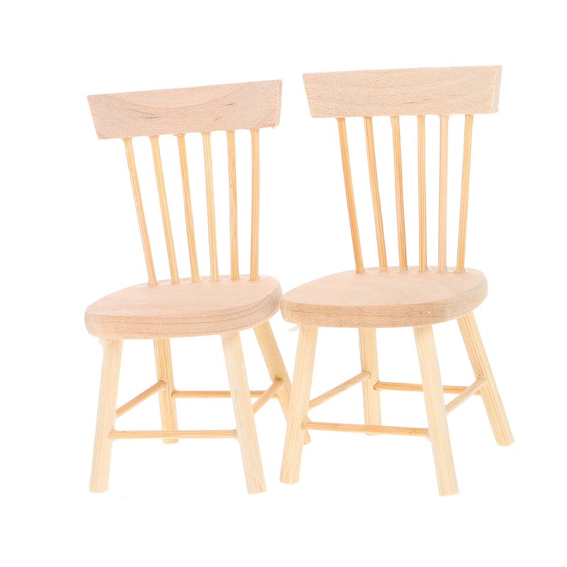 Miniature Chair Props For Dollhouse Decor Smooth Finish Tiny House Supplies 2Pcs - Image 2
