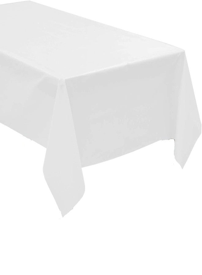 QQOUTLET Pack of 4: Disposable Plastic Tablecloths/Table Covers, 54 x 108 inches Rectangle Table Cover Waterproof & Disposable – Ideal for Birthday Parties, Weddings, Picnics, and Events (White)