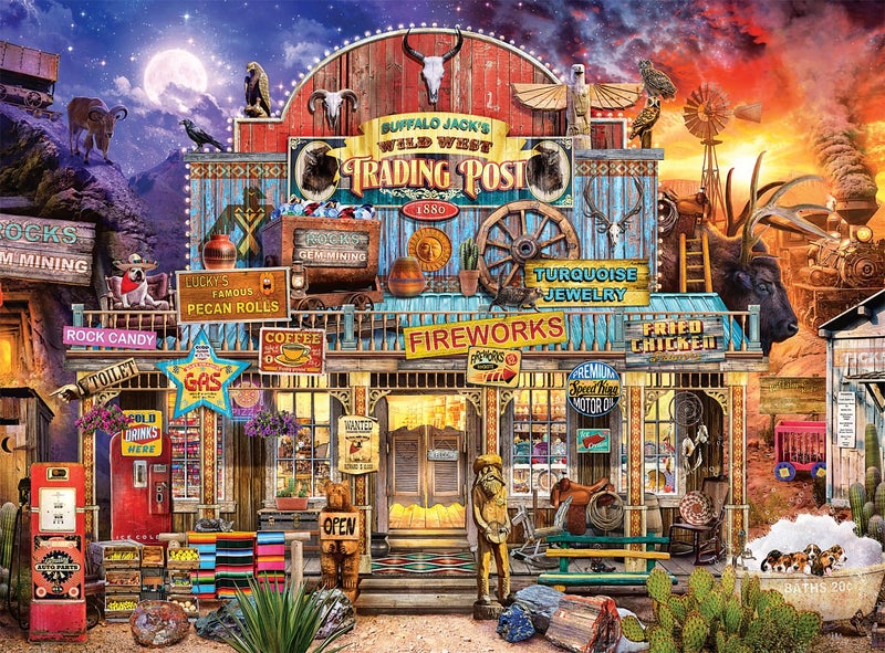 Buffalo Games - Jeff Haynie - Wild West Trading Post - 1000 Piece Jigsaw Puzzle for Adults -Challenging Puzzle Perfect for Game Nights - Finished Size is 26.75 x 19.75 - Image 1