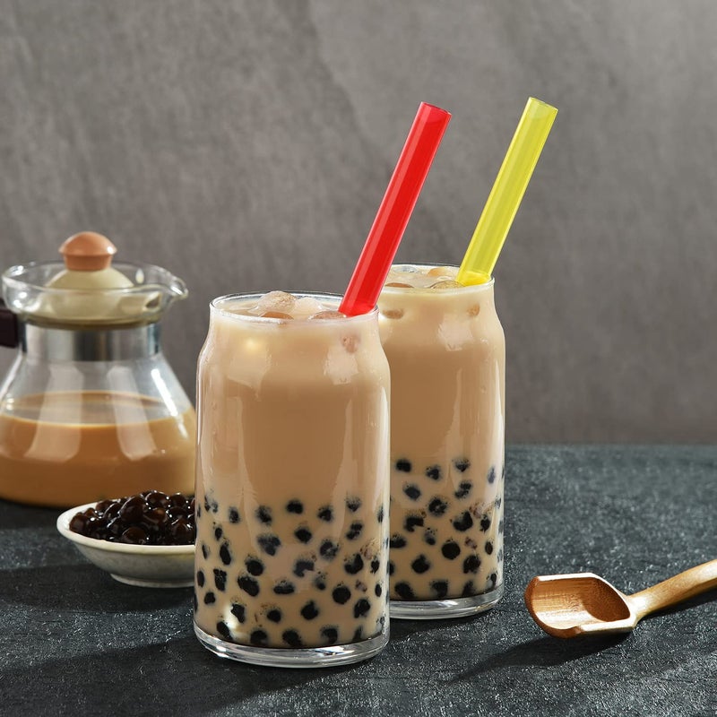 ALINK 12 PCS Reusable Boba Straws, 10.5 Long x 0.51 Wide Colored Plastic Smoothie Straws for Bubble Tea, Tapioca Pearls with 2 Cleaning Brush - Pointed Design - Image 4