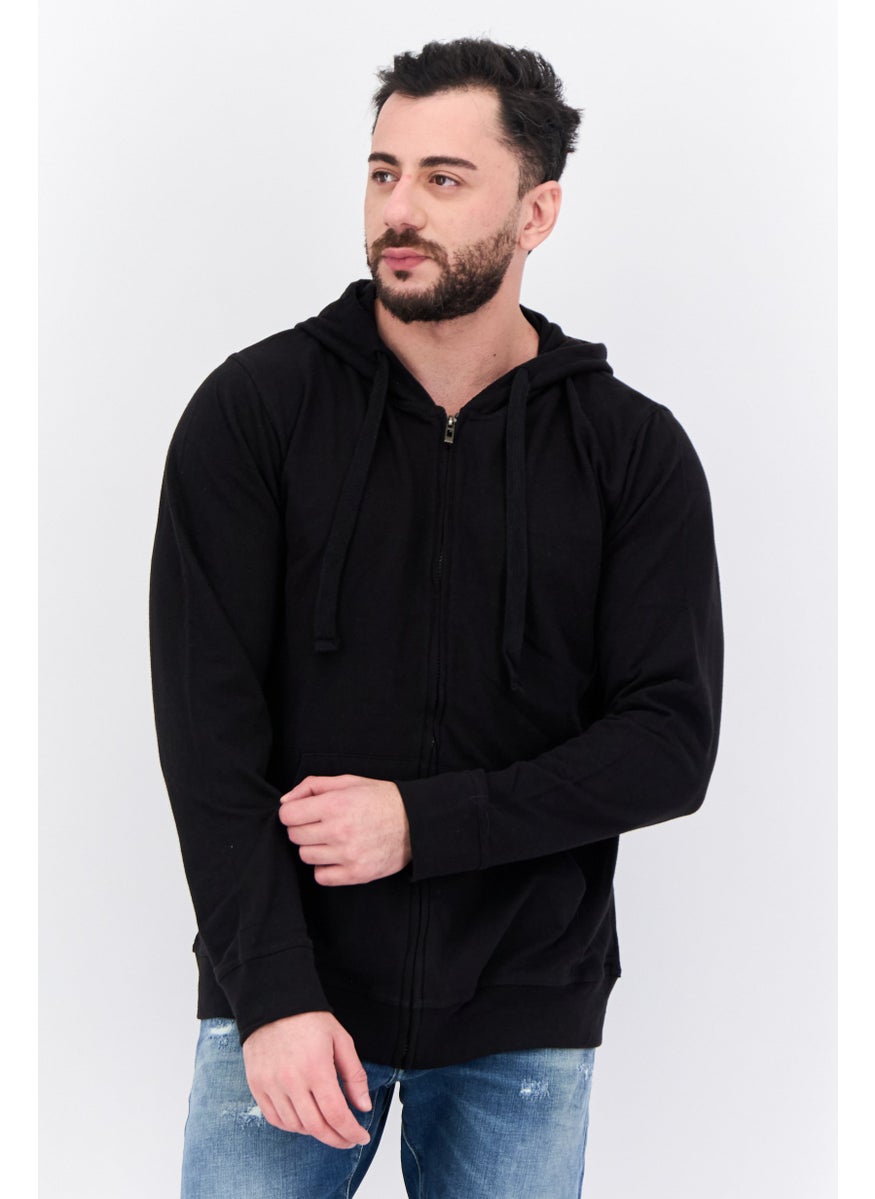 Burnside - Men Hooded Solid Long Sleeves Sweatshirt, Black - Image 1