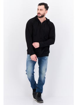 Burnside Men Hooded Solid Long Sleeves Sweatshirt, Black  - Image 4