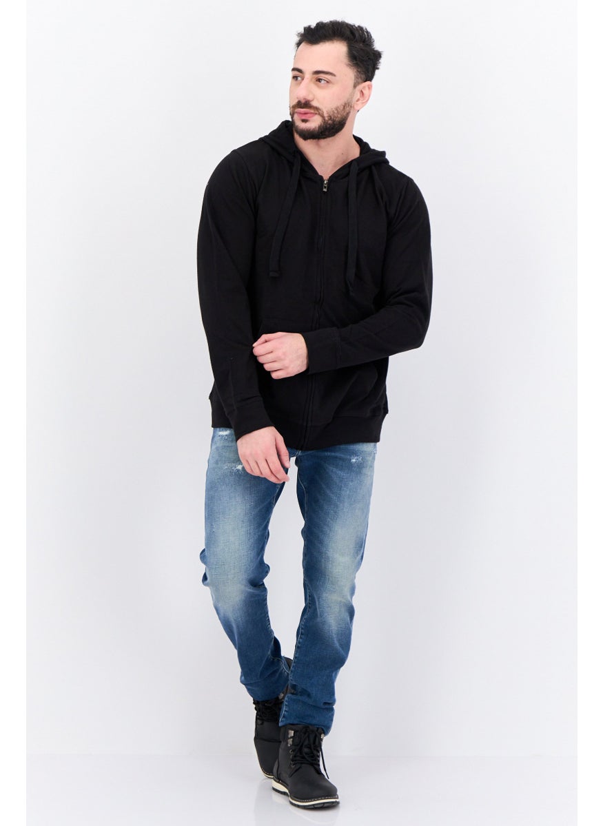 Burnside - Men Hooded Solid Long Sleeves Sweatshirt, Black - Image 1