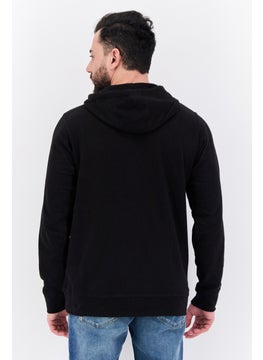 Burnside Men Hooded Solid Long Sleeves Sweatshirt, Black  - Image 3