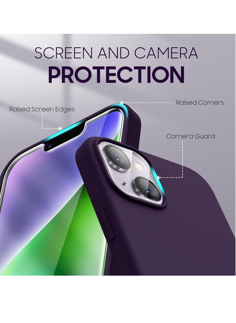iPhone 14 Plus 5-in-1 Case – Dark Purple Liquid Silicone, Includes 2 Screen Protectors & 2 Camera Lens Protectors, Full Body Shockproof Drop Protection (6.7 Inch) - Image 2