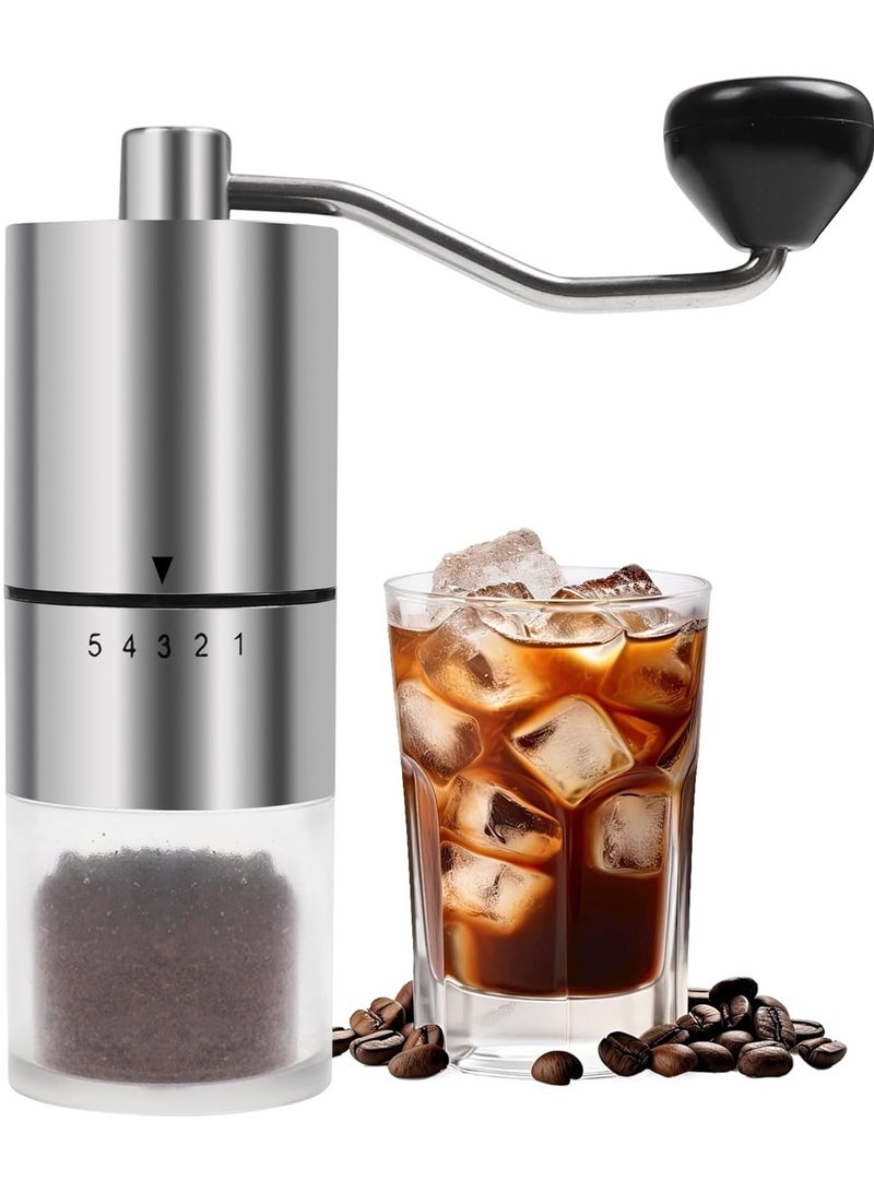 Portable Manual Coffee Grinder With Ceramics Burr For Espresso,French Press,5 Adjustable Settings,Hand Maker with Built-In Burr,For Home Use and Camping Travel,Coffee Bean Grinders With Hand Crank  - Image 1