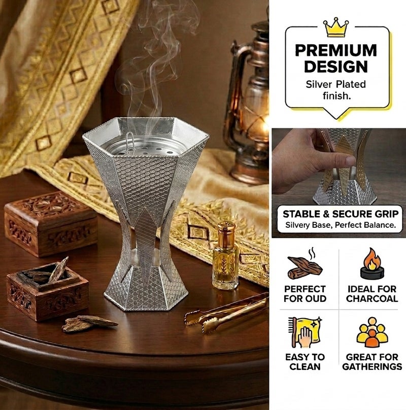 Luxury Geometric Hourglass Incense Burner for Bakhoor and Oud - LC-604S - Image 5