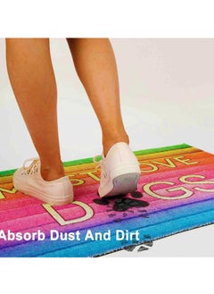 Generic 40*60cm Home Rainbow Series Entrance Door Mat Porch Dust-proof Wear-resistant Floor Mat Home Entrance Foot Mat Dog Paw Print (Rainbow)  - Image 2