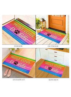 Generic 40*60cm Home Rainbow Series Entrance Door Mat Porch Dust-proof Wear-resistant Floor Mat Home Entrance Foot Mat Dog Paw Print (Rainbow)  - Image 4