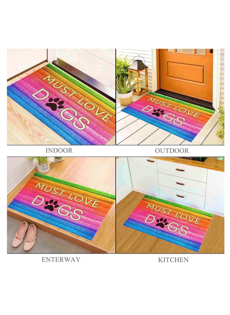 Generic 40*60cm Home Rainbow Series Entrance Door Mat Porch Dust-proof Wear-resistant Floor Mat Home Entrance Foot Mat Dog Paw Print (Rainbow)  - Image 4