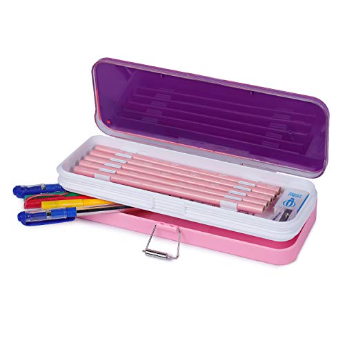 webby marker pen pencil geometry box for kids with two sections-Purple - Image 1