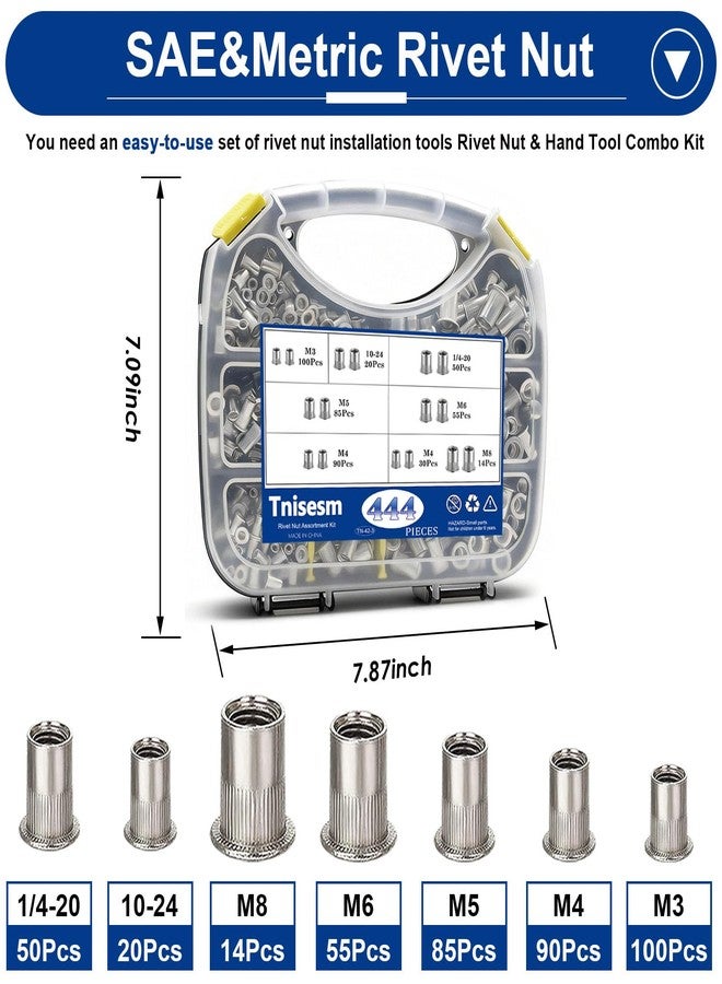 Tnisesm 501Pcs Rivet Nut Tool Kit,Metric Rivnut Tool Kits,Professional Nutsert Tool Kit with Rivet Nuts Assortment Kit(M8/M6/M5/M4/M3) Suitable for Automotive,Industrial Applications - Image 3