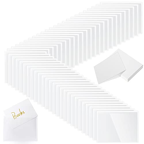 Outus 200 Sets Self Adhesive Index Card Pockets with Blank Cards 4 x 2.5 Clear Adhesive Pockets Label Holders Bin Labels for Storage Bins Organizing Box Drawer - Image 1