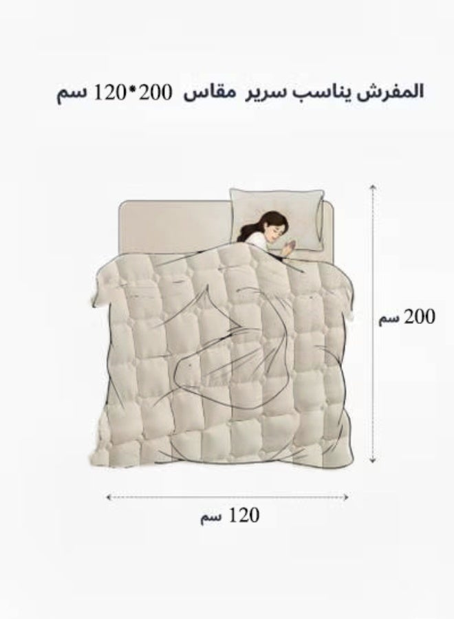 Moon Plain Quilted Compressed Bedspread Set with Elegant Square Design – 4 Pieces – Comforter 170×220 cm – Deep Fitted Sheet 120×200+35 cm with Pillowcase & Decorative Cushion Cover - Image 5