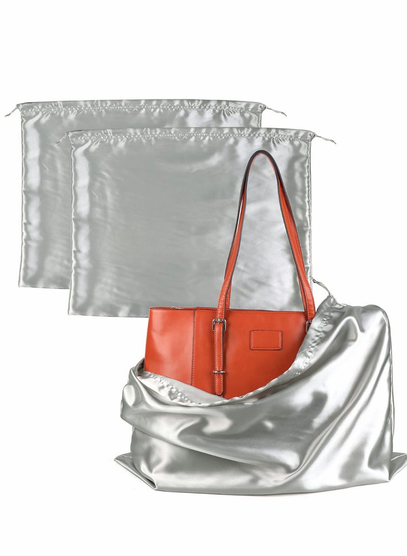 Excefore Dust Cover Storage Bags, 2 Pcs Silk Dustproof Drawstring Bag Travel Pouch, Bags for Handbags Purses Pocketbooks Shoes Boots, Sliver(60 x 50cm)  - Image 1