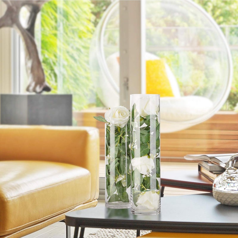 WGVI Quality Thick Weighted Clear Cylinder Glass Vases, 4" W x 10" H, Flower Arrangement Floating Candle Holders Wedding Centerpieces Terrarium Planter Floral Pen Brush Storage Container, 1 Piece - Image 5
