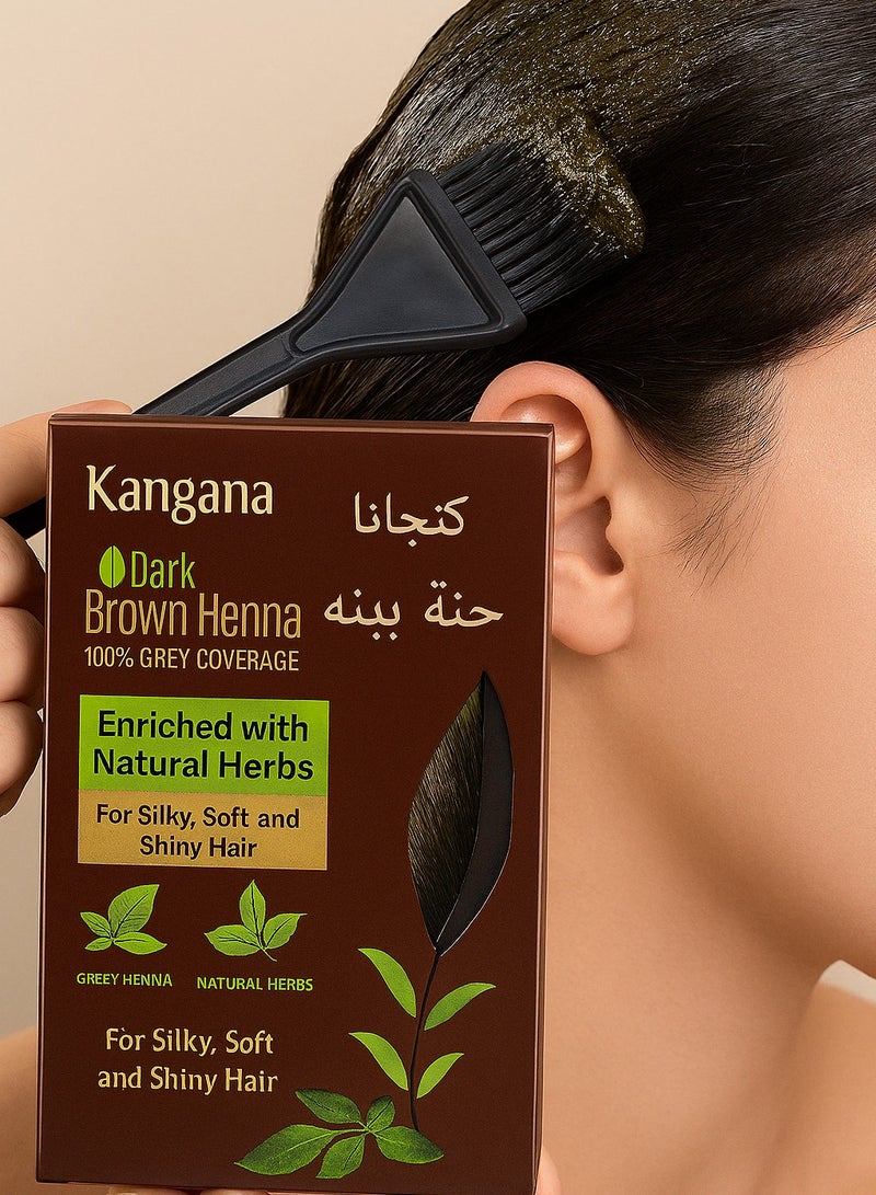 KANGANA Pure & Natural Dark Brown Henna Powder (60g) – Hair Color with 100% Brown Coverage – Nourishment And Hydration – No Ammonia Herbal Mehandi Powder  - Image 3