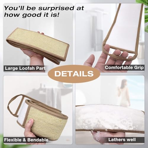 METLUCK 50 Inch Extra Long Natural Exfoliating Loofah Luffa Back Scrubber for Shower for Men Women, Deep Clean & Invigorate Your Skin Back Scrubber - Image 2