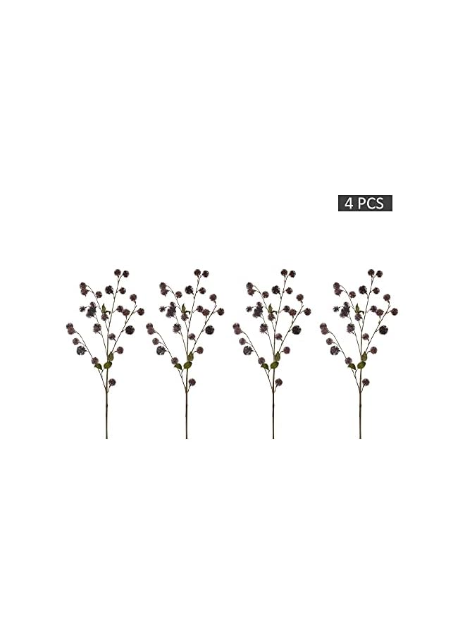 Green Tiger Pack of 4 pcs Artificial Globe Thistle Flower Ball, Holly Christmas Berries Stems for Christmas Tree Decorations, Crafts, Holiday and Home Decor-Brown - Image 2