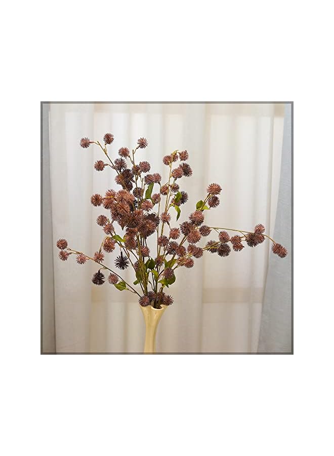 Green Tiger Pack of 4 pcs Artificial Globe Thistle Flower Ball, Holly Christmas Berries Stems for Christmas Tree Decorations, Crafts, Holiday and Home Decor-Brown - Image 5