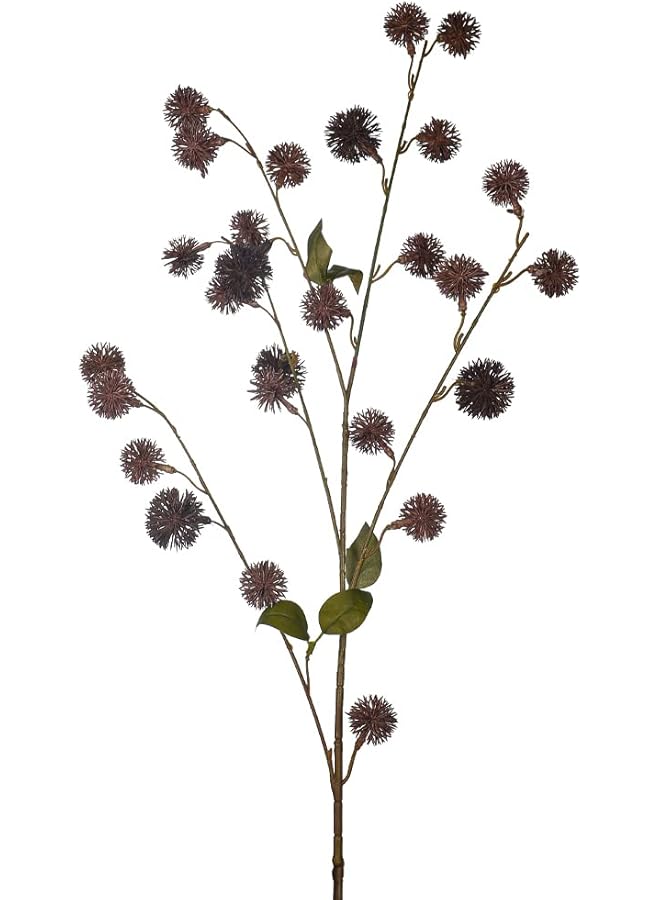 Green Tiger Pack of 4 pcs Artificial Globe Thistle Flower Ball, Holly Christmas Berries Stems for Christmas Tree Decorations, Crafts, Holiday and Home Decor-Brown - Image 1