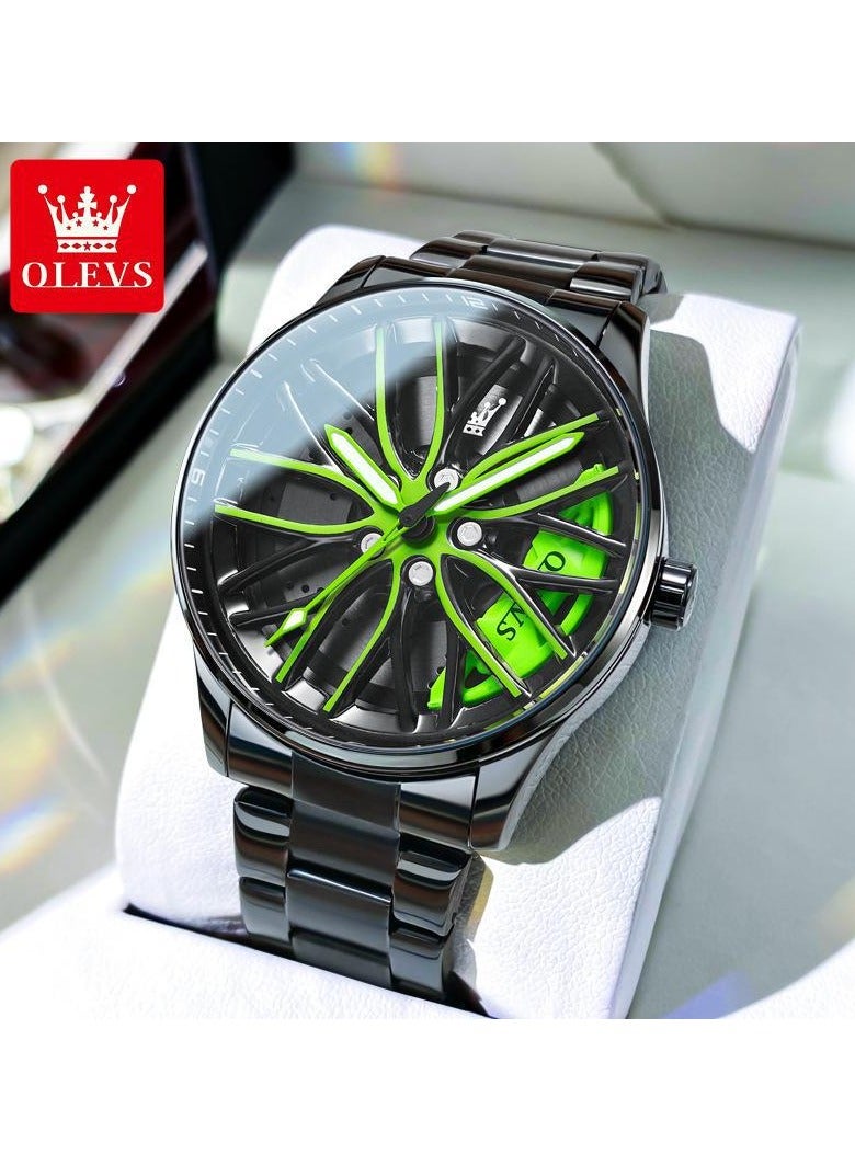 أوليفز ساعات رجالية عصرية من الستانلس ستيل كوارتز مقاومة للماء ساعة تناظرية 42 مم سوداء 9937 - Image 1