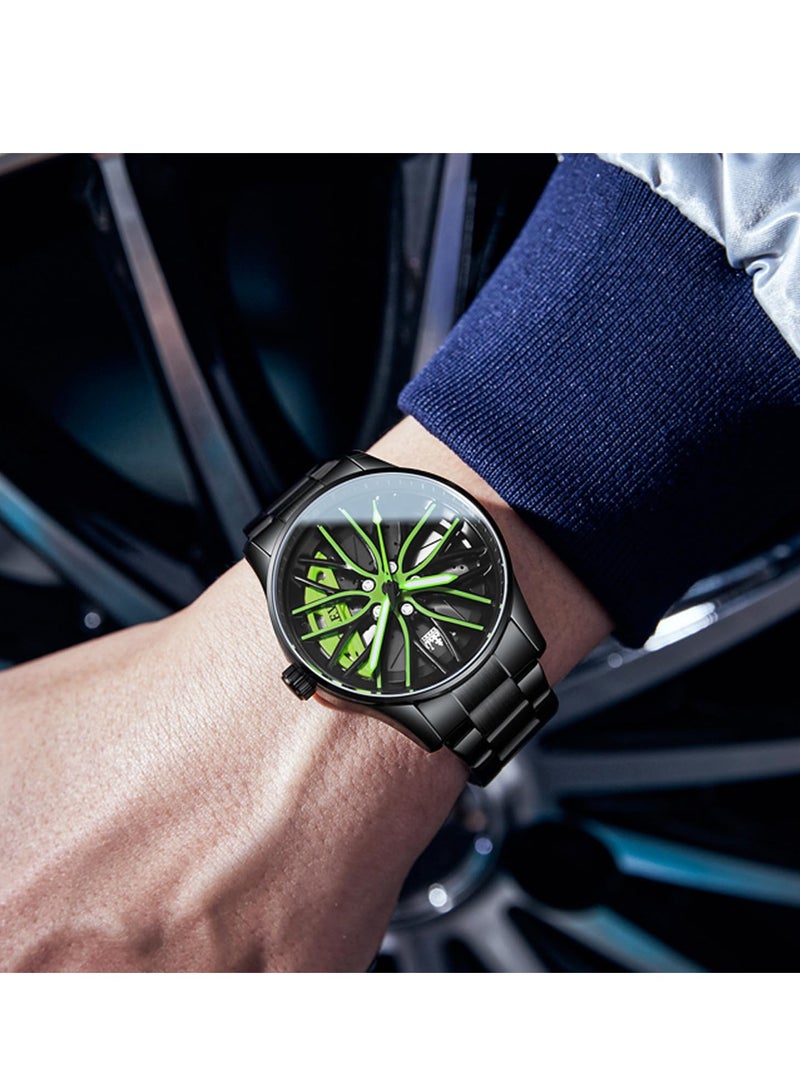 أوليفز ساعات رجالية عصرية من الستانلس ستيل كوارتز مقاومة للماء ساعة تناظرية 42 مم سوداء 9937 - Image 2