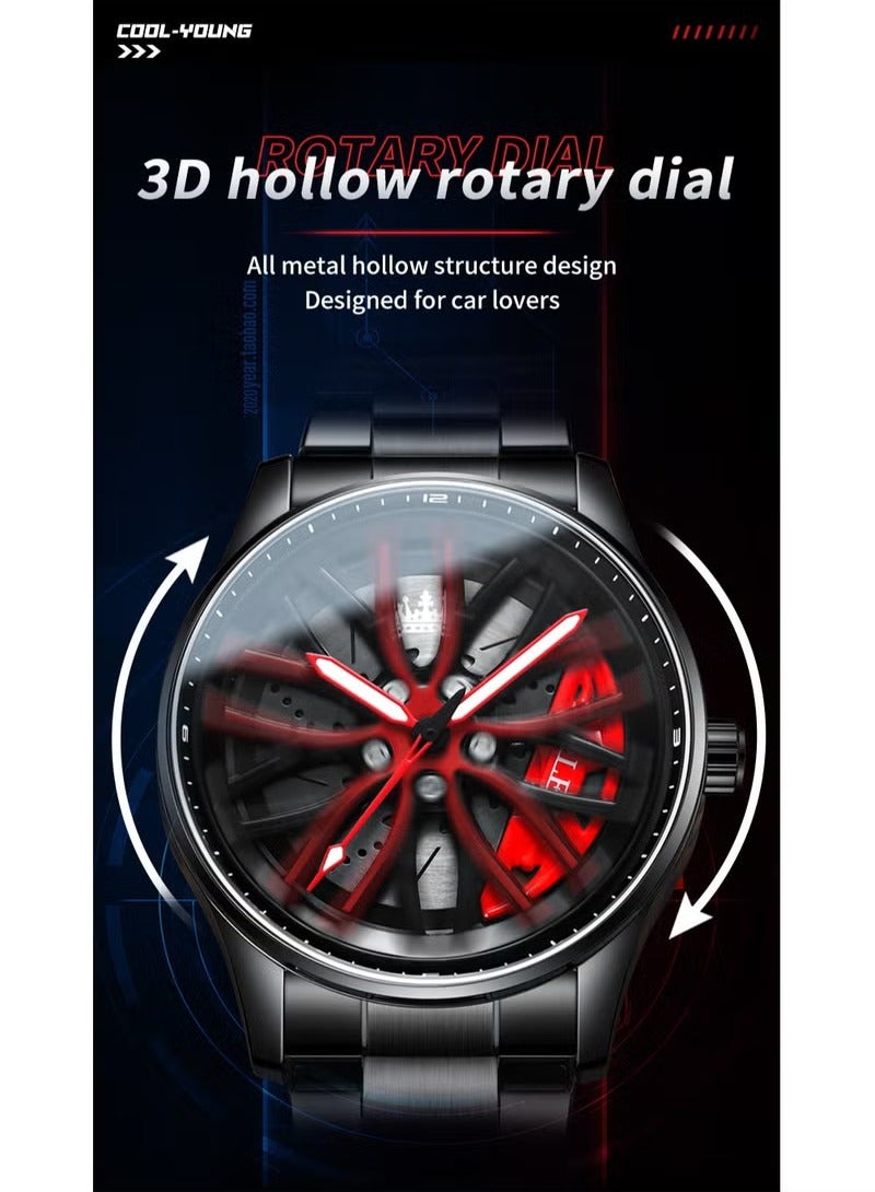 أوليفز ساعات رجالية عصرية من الستانلس ستيل كوارتز مقاومة للماء ساعة تناظرية 42 مم سوداء 9937 - Image 4