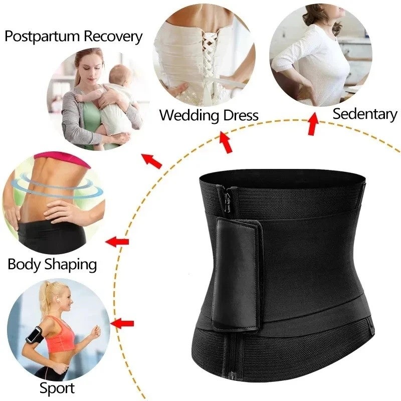 Bluejw Women's Waist Trainer - Steel Bone Neoprene Faja Latex Sweat Trimmer Belt - Slimming Body Shaper Workout Gym - Image 4
