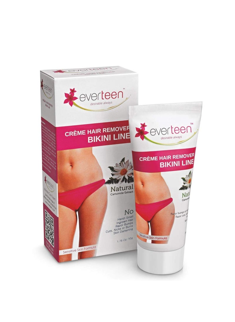 everteen everteen NATURAL Hair Removal Cream with Chamomile for Bikini Line & Underarms in Women and Girls | No Harsh Smell, No Skin Darkening, No Rashes | 2 Packs 50 g Each with Spatula and Coin Tissues  - Image 2