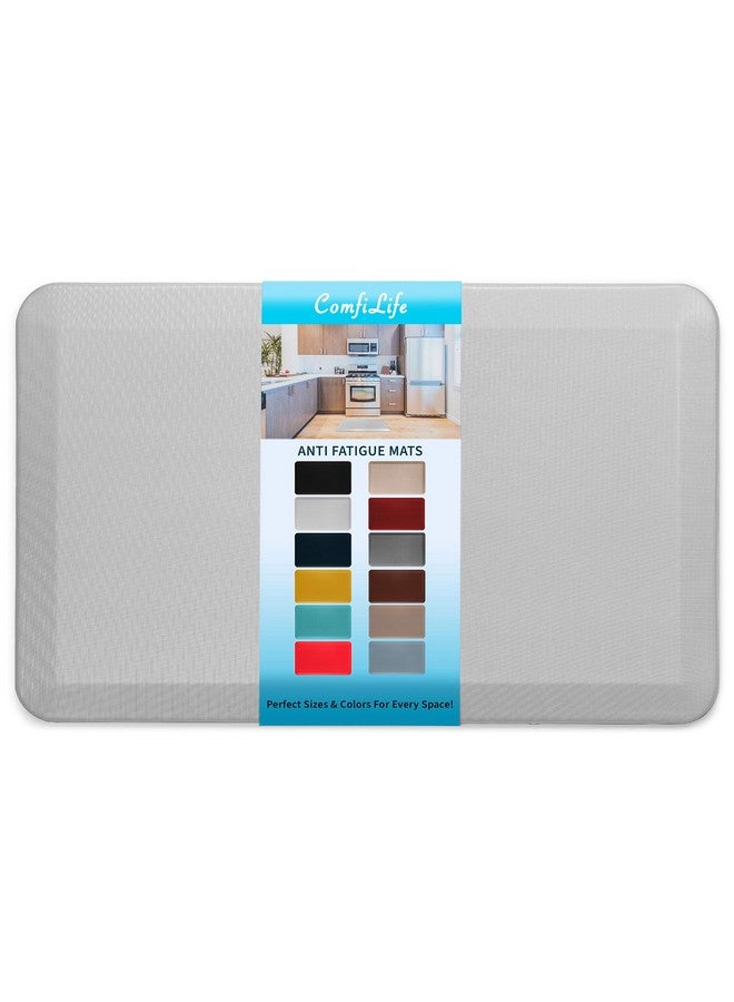 كومفي لايف سجادة أرضية مقاومة للتعب من كومفي لايف - سجادات مطبخ بسمك 3/4 بوصة للأرضية، سجادة مكتب قائمة، سجادة مطبخ - مريحة في المنزل والمكتب - متينة - مقاومة للبقع - قاعدة غير قابلة للانزلاق (20 بوصة × 32 بوصة، فضي) - Image 1