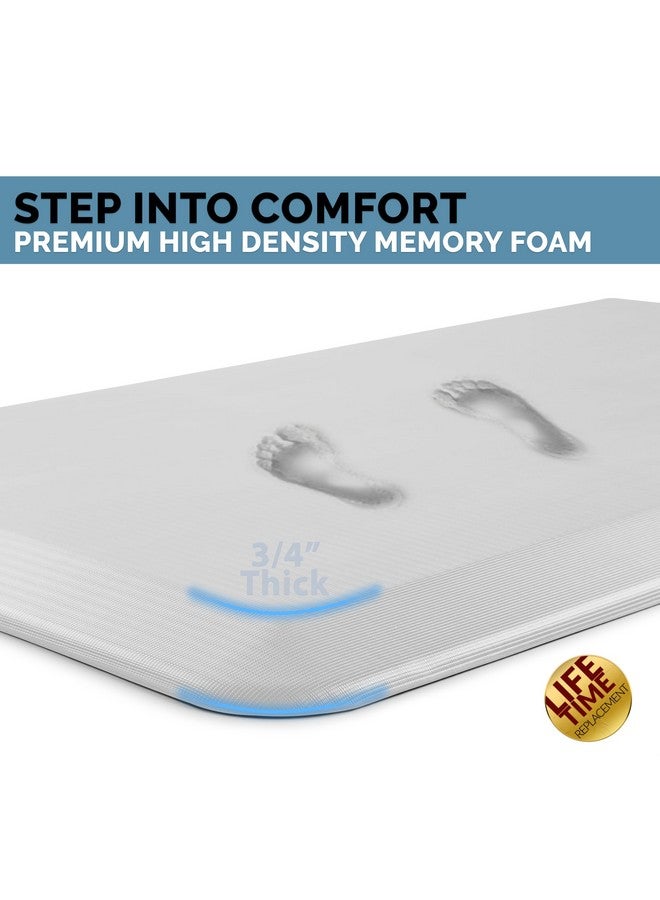 كومفي لايف سجادة أرضية مقاومة للتعب من كومفي لايف - سجادات مطبخ بسمك 3/4 بوصة للأرضية، سجادة مكتب قائمة، سجادة مطبخ - مريحة في المنزل والمكتب - متينة - مقاومة للبقع - قاعدة غير قابلة للانزلاق (20 بوصة × 32 بوصة، فضي) - Image 2