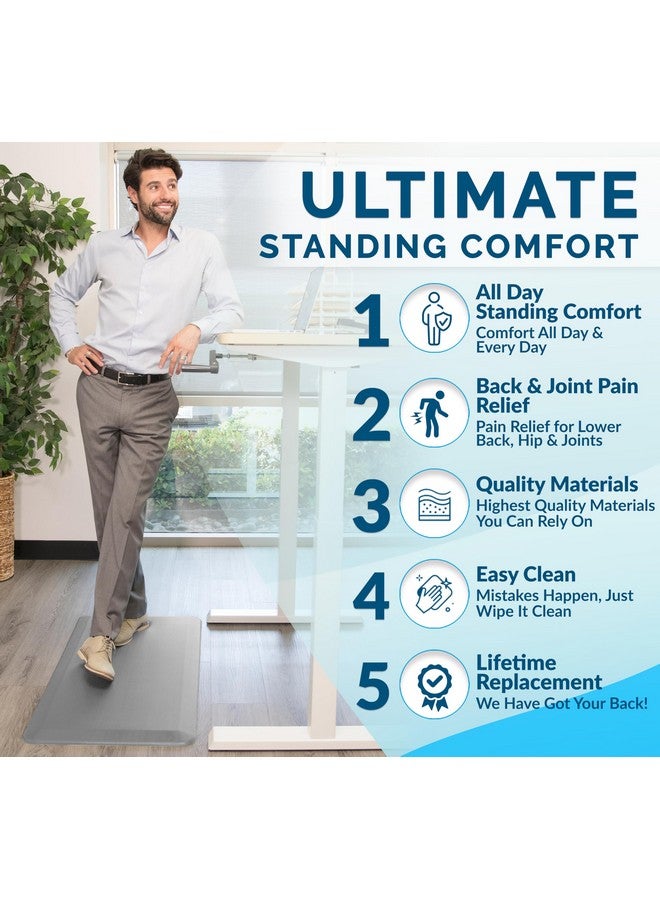 كومفي لايف سجادة أرضية مقاومة للتعب من كومفي لايف - سجادات مطبخ بسمك 3/4 بوصة للأرضية، سجادة مكتب قائمة، سجادة مطبخ - مريحة في المنزل والمكتب - متينة - مقاومة للبقع - قاعدة غير قابلة للانزلاق (20 بوصة × 32 بوصة، فضي) - Image 3