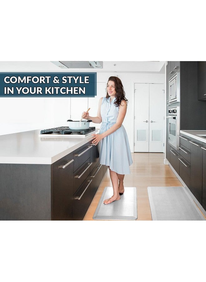 كومفي لايف سجادة أرضية مقاومة للتعب من كومفي لايف - سجادات مطبخ بسمك 3/4 بوصة للأرضية، سجادة مكتب قائمة، سجادة مطبخ - مريحة في المنزل والمكتب - متينة - مقاومة للبقع - قاعدة غير قابلة للانزلاق (20 بوصة × 32 بوصة، فضي) - Image 5