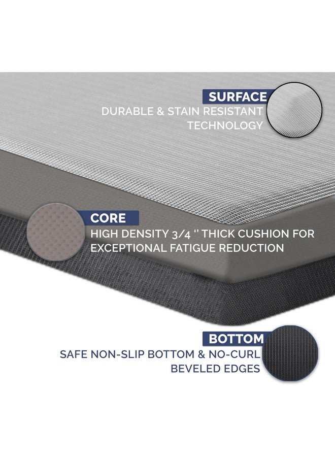 كومفي لايف سجادة أرضية مقاومة للتعب من كومفي لايف - سجادات مطبخ بسمك 3/4 بوصة للأرضية، سجادة مكتب قائمة، سجادة مطبخ - مريحة في المنزل والمكتب - متينة - مقاومة للبقع - قاعدة غير قابلة للانزلاق (20 بوصة × 32 بوصة، فضي) - Image 4