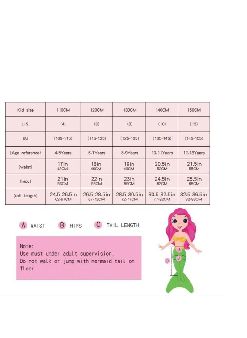 3-Piece Mermaid Bathing Swimsuit Set 150cm - Image 5