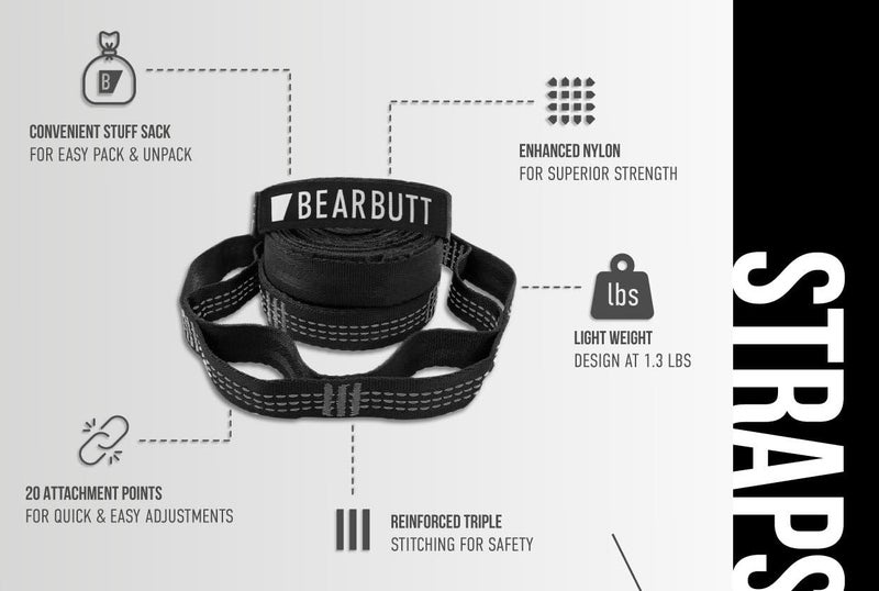 Bear Butt Kodiak Hammock Straps for Trees - 20 Feet Long, 40 Combined Loops - Holds 1000 Pounds - Camping Accessories With Carabiner - Image 2