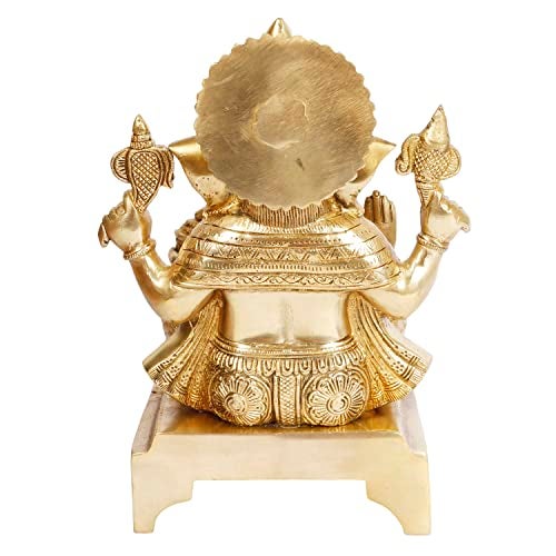 ARTVARKO Brass Ganesha Idol Mangalkari Sitting Ganesh Bhagwan Large Statue God Ganpati Murti for Home Pooja Entrace Décor Good Luck Vastu Decoration Showpiece 11 Inch - Image 5