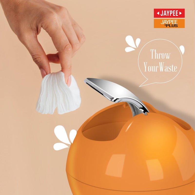 JAYPEE PLUS سلة قمامة بلاستيكية مع تشطيب كروم وقمة دوارة | سلة مهملات خفيفة الوزن ومضغوطة وأنيقة للمكتب والمنزل | برتقالي - Image 3