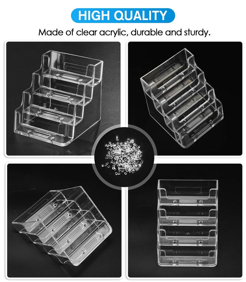 MaxGear Clear Business Card Holder, Acrylic Business Card Stand for Desk with 4 Tier, Clear Plastic Cards Display Holder for Exhibition, Home and Office, 320 Cards Capacity, 4 Pocket, 6 Pack - Image 2