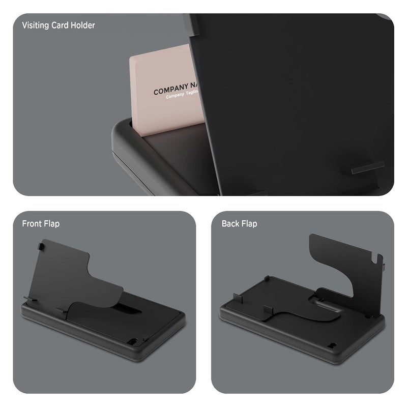 EO منظم مكتب للطاولة - حامل أقلام متعدد الوظائف، حامل هاتف، حامل ساعة - منظم قرطاسية أنيق للدراسة، المكتب، هدايا الشركات، هدايا الموظفين (أسود فلابي) - Image 5