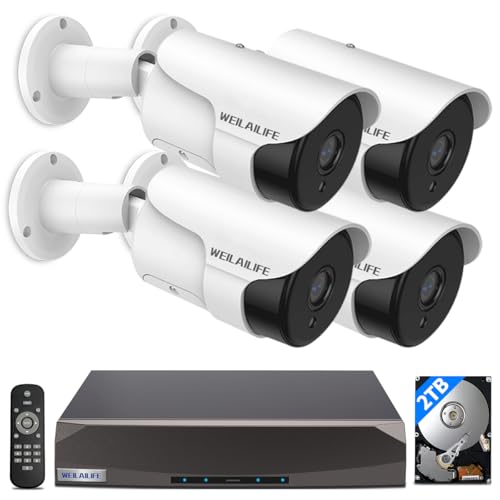 WEILAILIFE 【90ft Super Night Vision】 Wired Security Camera System, Home Video Security Cameras Systems, POE DVR Surveillance Kits - Image 1