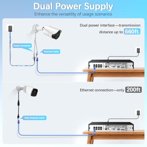 WEILAILIFE 【90ft Super Night Vision】 Wired Security Camera System, Home Video Security Cameras Systems, POE DVR Surveillance Kits - Image 5