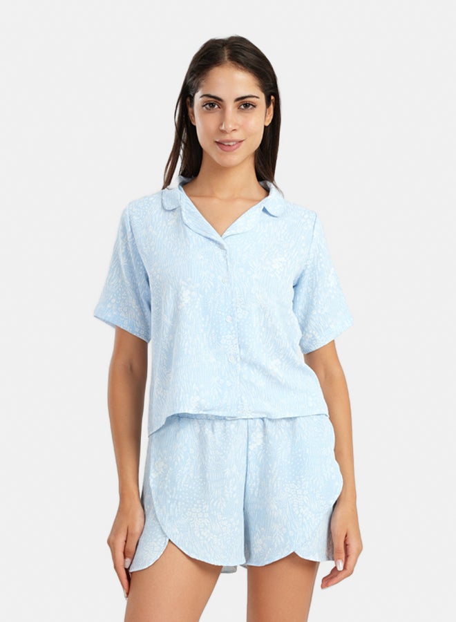 Carina Light Blue Cotton Pyjama Short - Image 5