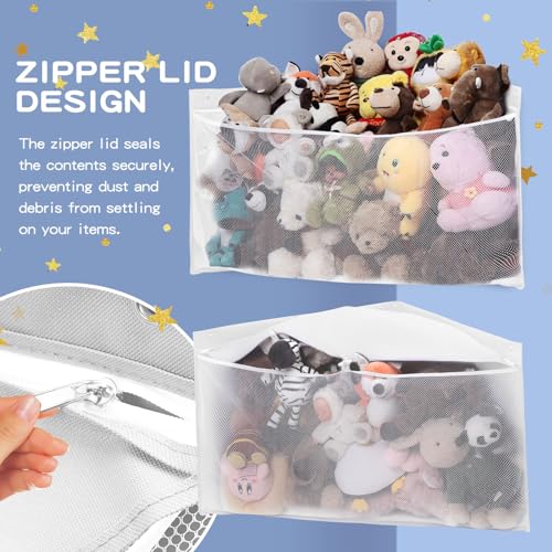 ANROYE Large Corner Stuffed Animal Storage Kids Plushies Toy White Wall Hammock for Girls Room Baby Squishmallow Holder for Nursery Organizer Idea for Bear Hanging Display Boy Gift - Image 3
