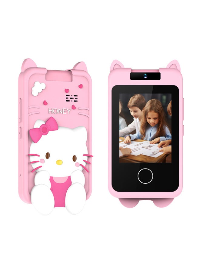 HD Children's Mobile Phone Digital Camera Flip SLR Photo Touch Early Education Educational Cartoon-Colour:Pink Cat  - Image 1