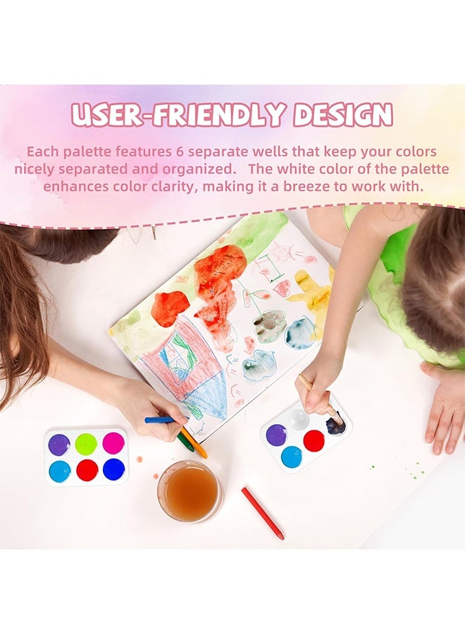 HY 15 PCS White Plastic Paint Tray Palettes, 6 Well Rectangular Watercolor Oil Palette, Paint Trays for Kids, Adult, Student Artist Craft Palettes,Painting Party, DIY Craft and Art Painting Palettes - Image 5