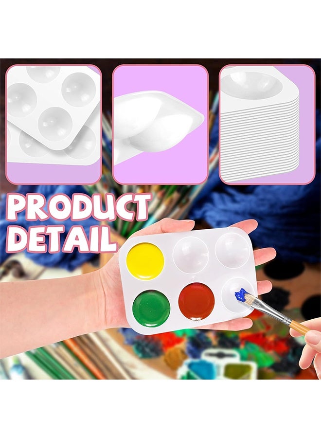 HY 15 PCS White Plastic Paint Tray Palettes, 6 Well Rectangular Watercolor Oil Palette, Paint Trays for Kids, Adult, Student Artist Craft Palettes,Painting Party, DIY Craft and Art Painting Palettes - Image 3