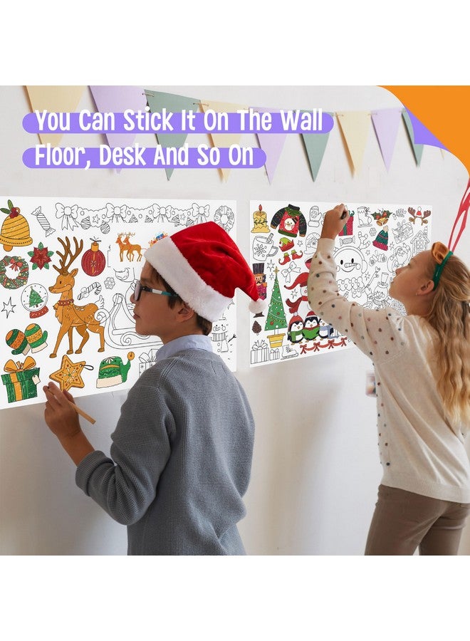 سبرايت جرو لفافة تلوين عيد الميلاد، ملصق تلوين كبير، ورق رسم لاصق بدون فوضى للأطفال الصغار، مقاس كبير 118 بوصة × 16 بوصة، لفافة رسم DIY للحوامل والهدايا والحفلات والجدران - Image 4